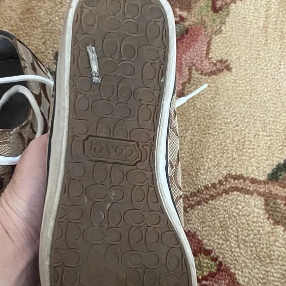 Coach Brown Patterned Sneakers with White Laces 8 1/2 b - Picture 3 of 3